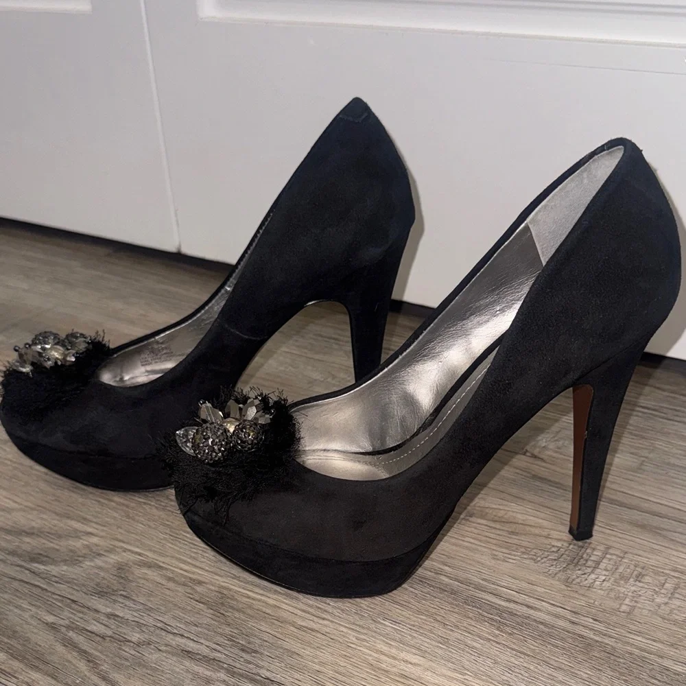 BCBGeneration Black Heels with Embellished Accents - Picture 4 of 8